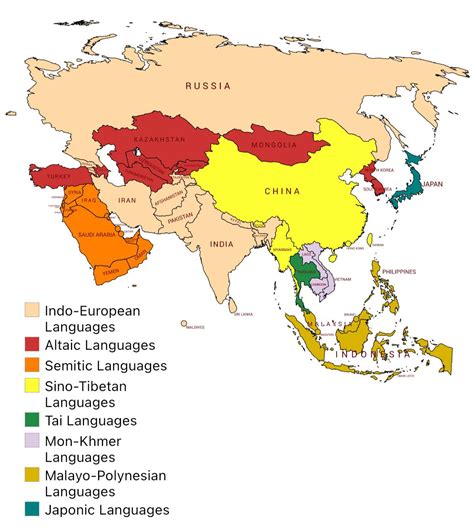 Asian Languages Map. Asian Asia languages maps Asia map, Language