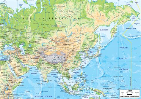 Physical Map of Asia Ezilon Maps