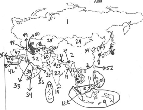 Asia Asian Continent Political Map A Learning Family