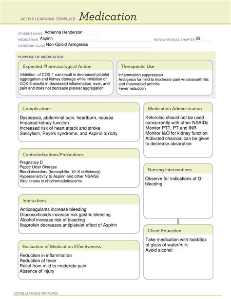 Aspirin Active Learning Template