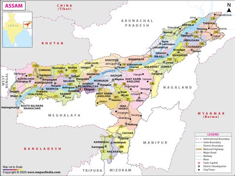 Every thing About Assam Map of assam