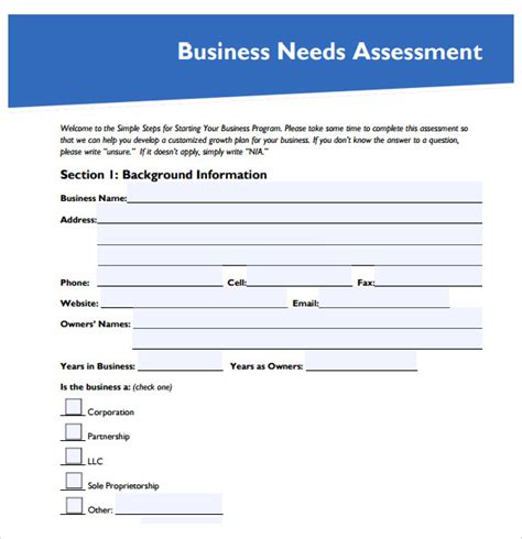 Assessing Business Needs