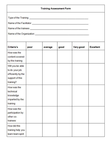 Assessment Form Template