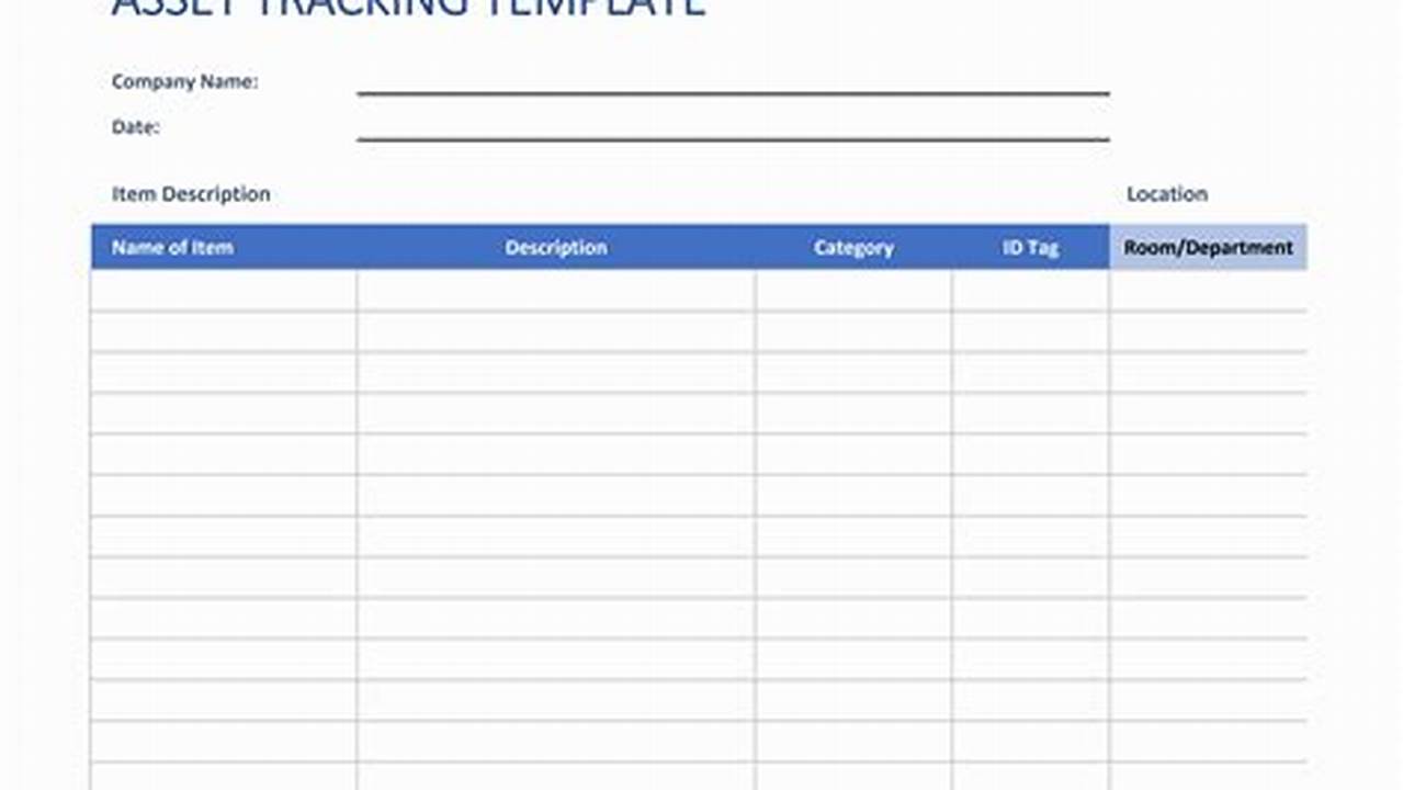 Asset Tracking, Excel Templates