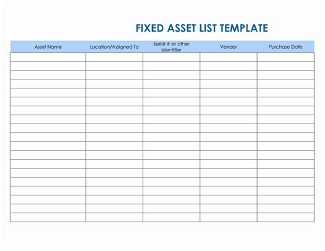 Asset Listing Template