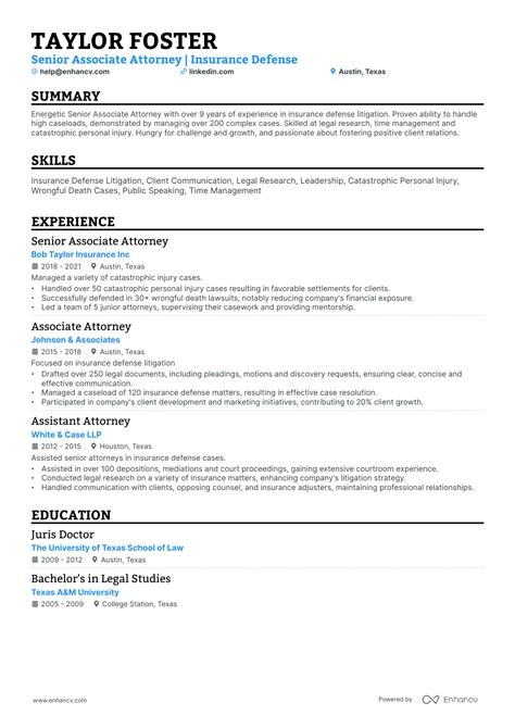 Associate Attorney Resume Sample