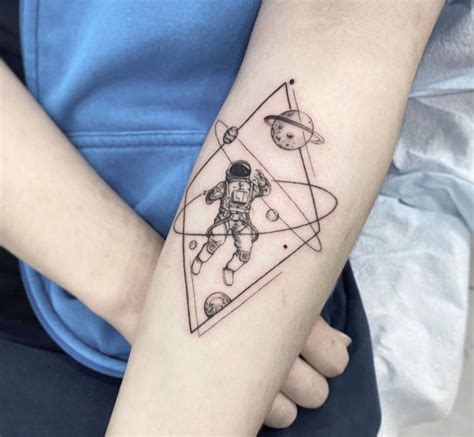 Astronaut Line Tattoo