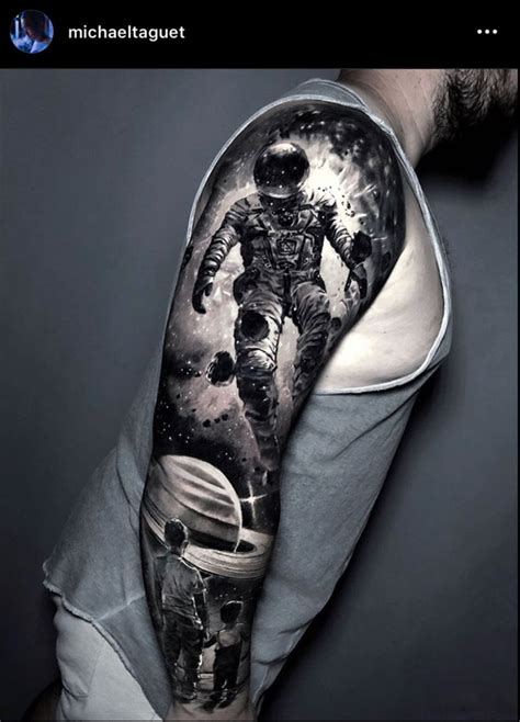 Astronaut Tattoo With Galaxy