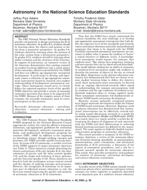 (PDF) Astronomy in the National Science Education Standards
