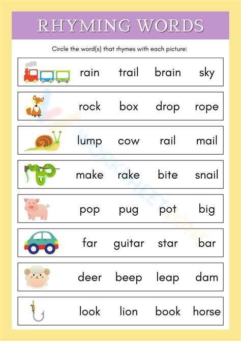 Unlock the Joy of Rhyming: A Fun Worksheet for English Language Learners