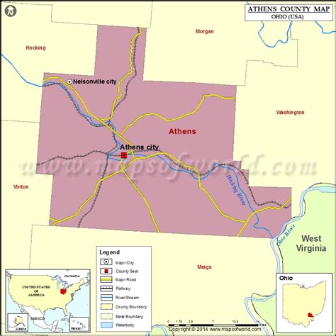 Athens County Map, Map of Athens County Ohio