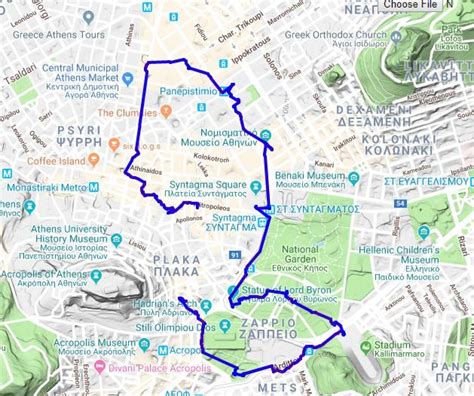 Athens Walking Tour Route Map