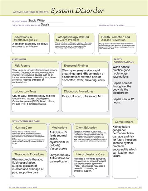 Ati Diagnostic Template For Sepsis