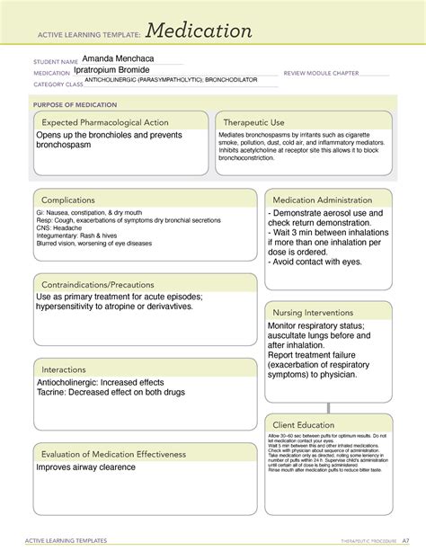 Ati Drug Card Template