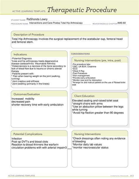 Ati Therapeutic Procedure Template