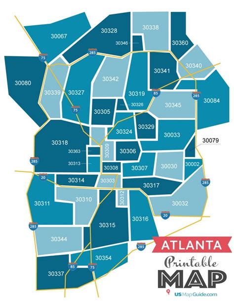Atlanta Zip Code Map Map VectorCampus Map