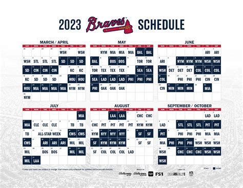 Atlanta Braves Printable Schedule 2023