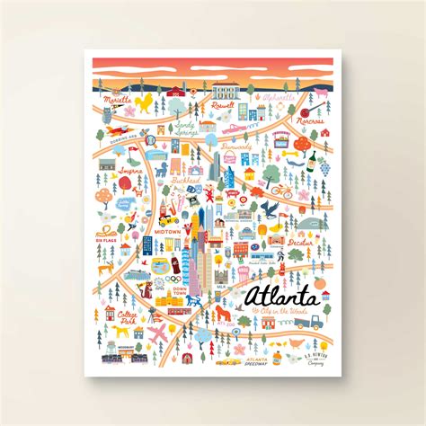 Pin by Dennis Wilhoit onon my mind Atlanta map print, City map