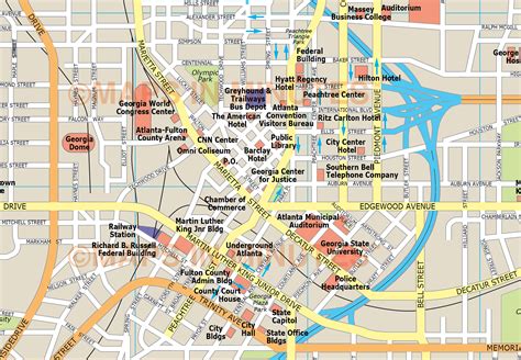 Atlanta downtown and midtown hotel map