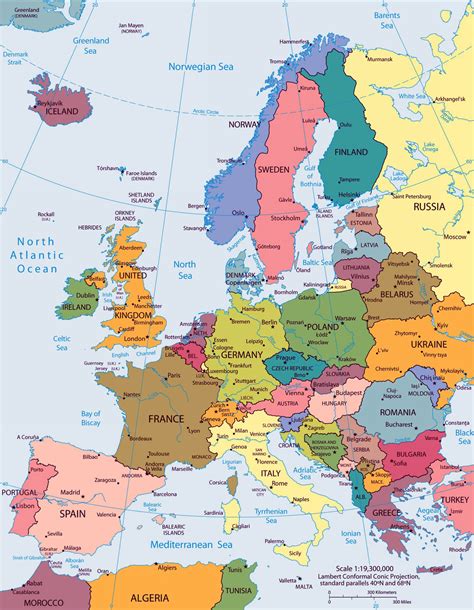 [OC] I made an atlasstyle detailed map of Europe showing its main
