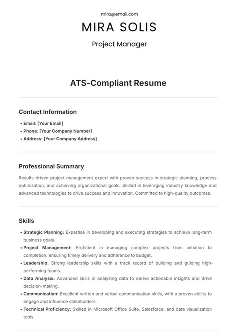 Ats Compliant Resume