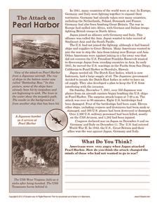 Attack On Pearl Harbor Worksheet