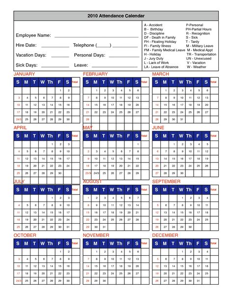 Employee Attendance Calendar Sheet 2020 Excel Calendar Letters