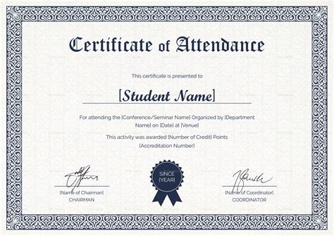 Attendance Certificates Free Templates