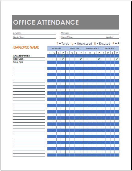 Daily/Monthly Employee Attendance Sheet Template Free HowToWiki