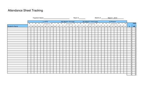 Attendance Sheet Template Word