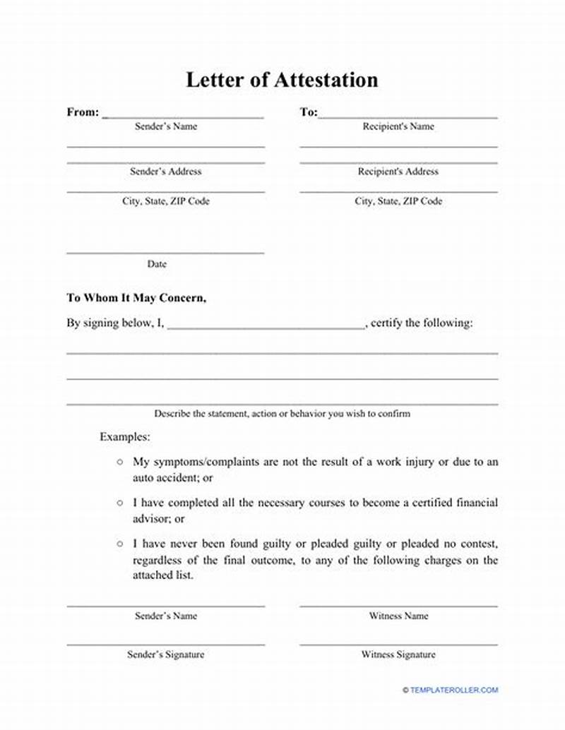 Attestation Form Example