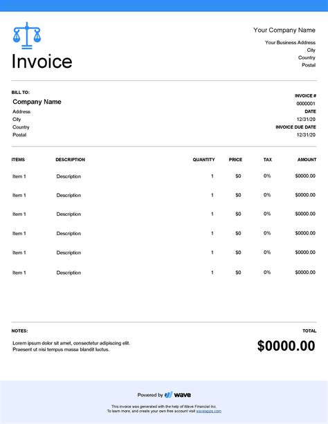 Attorney Invoice Template Excel