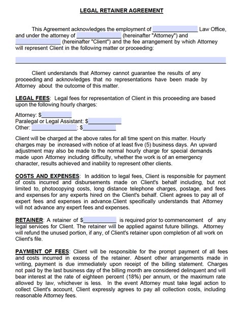 Attorney Retainer Agreement Template Google Docs, Word, Apple Pages