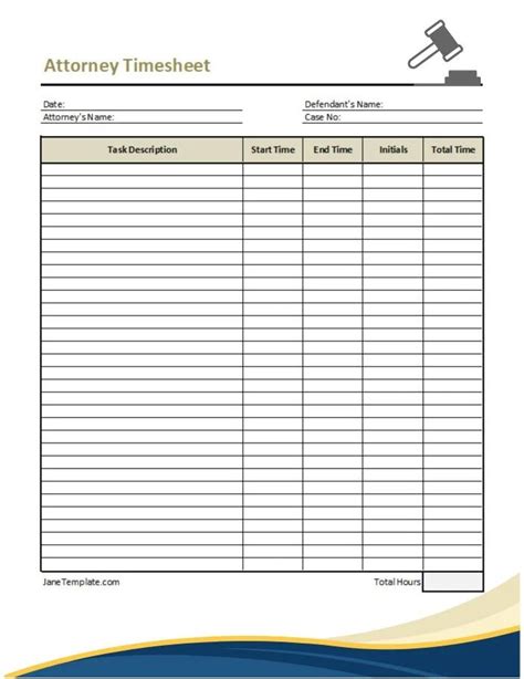 Attorney Timesheet Template Free