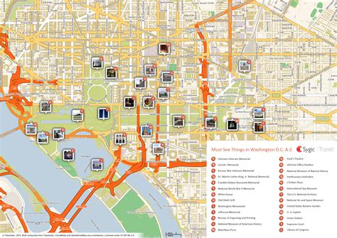 Washington dc main attractions map Map of washington dc main