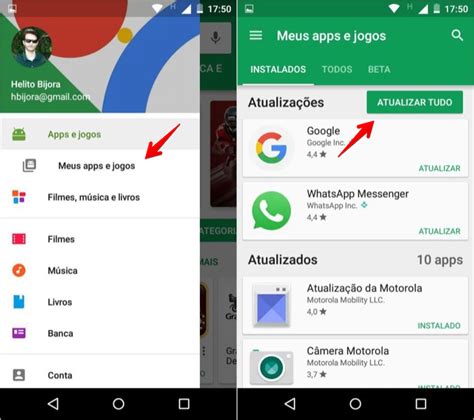 Atualizando apps de Android