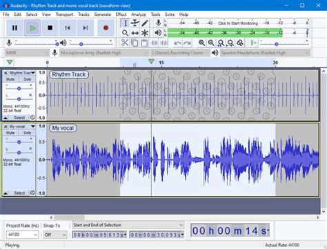 Audacity user interface