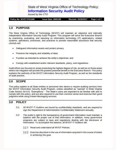 Auditing Policy Template