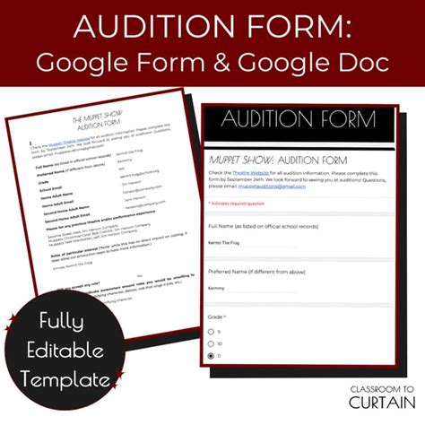 Audition Form Template Google Docs Png