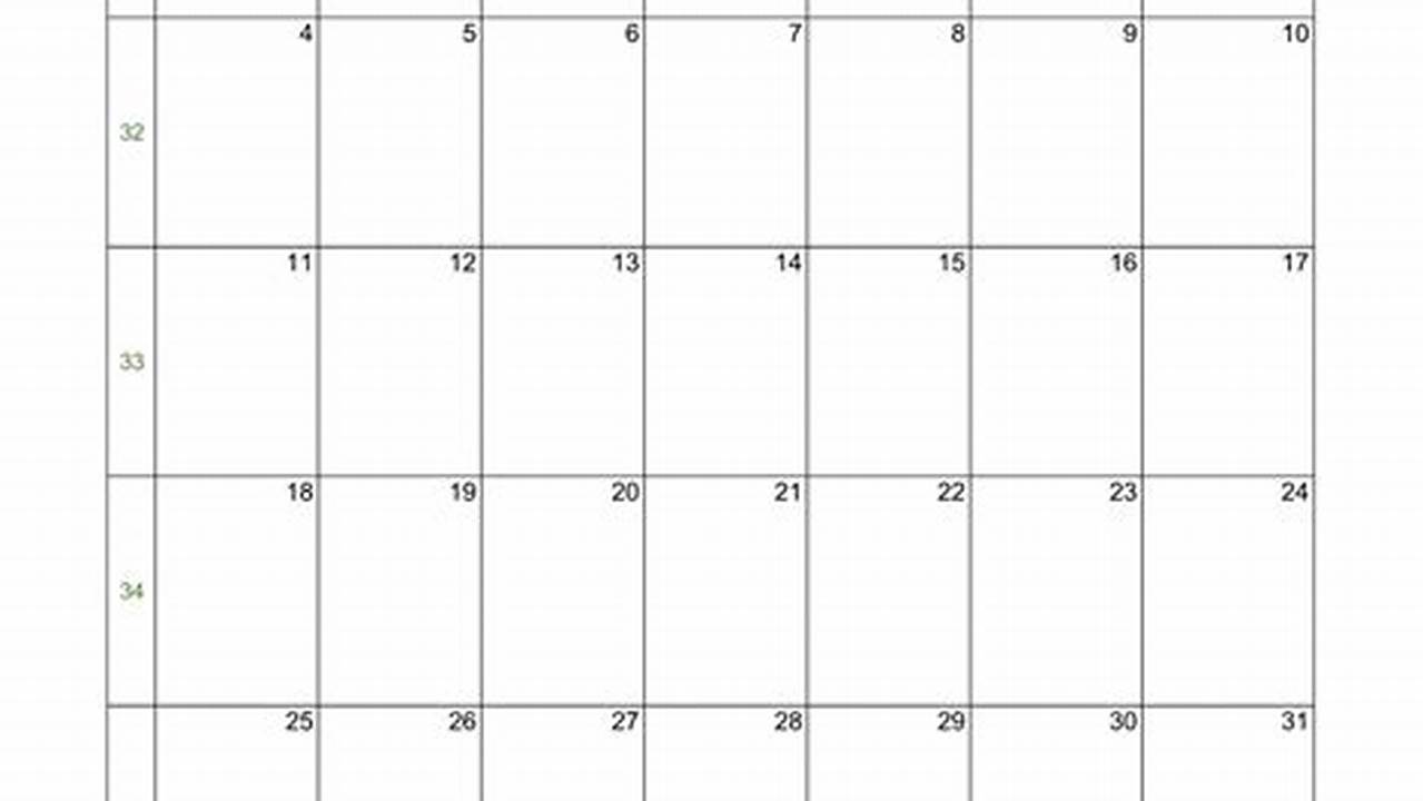August 2024 Calendar Excel Template