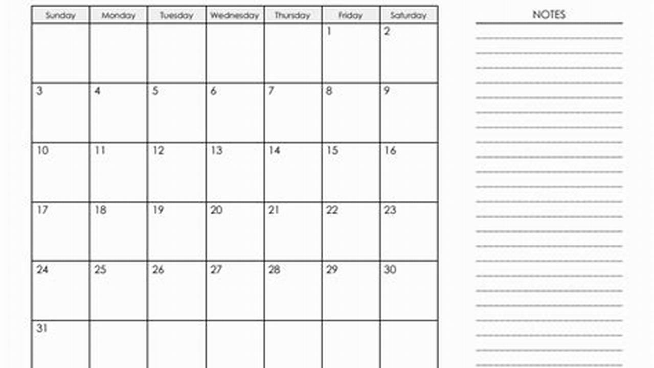 August Calendar 2025 Printable With Notes