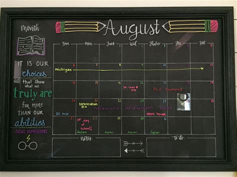 August Chalkboard Calendar Ideas