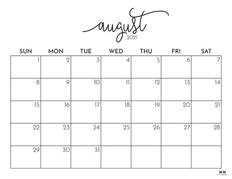 August Printable Calendar
