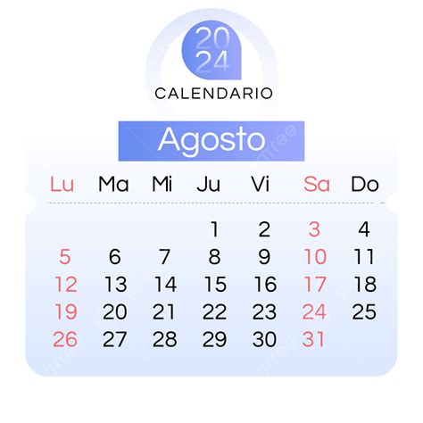 August Spanish Calendar
