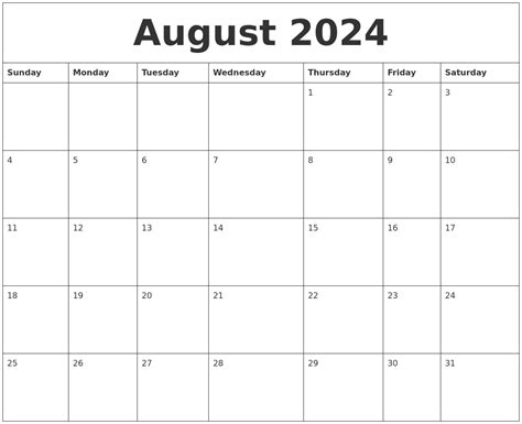 August 2024 Calendar Templates for Word, Excel and PDF