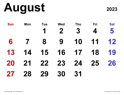August 2923 Calendar