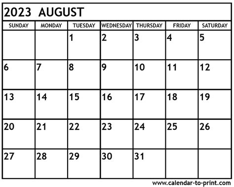 August 30 Calendar