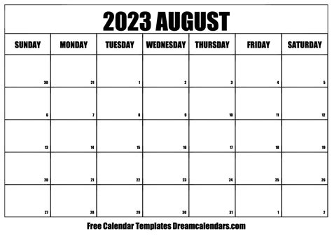 August 5 Calendar
