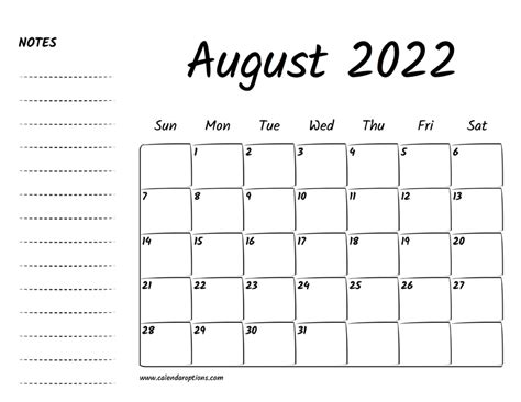 August Calendar 2022 Printable: Daily To-Do Lists