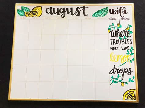 August Calendar Decoration Ideas